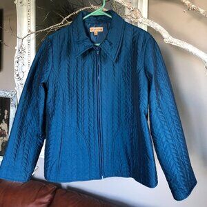 BEAUTIFUL WOMEN'S NOTATIONS BLUE ZIP UP SHORT JACKET SIZE LARGE